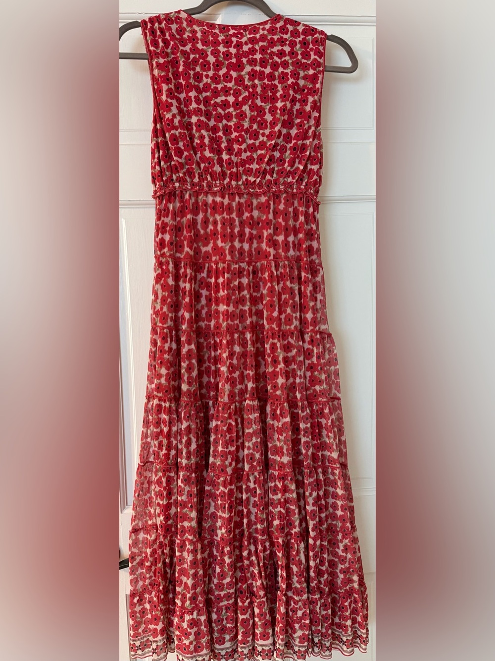 Max Studio Red Floral V-Neck Tiered Maxi Skirt - Picture 2 of 5